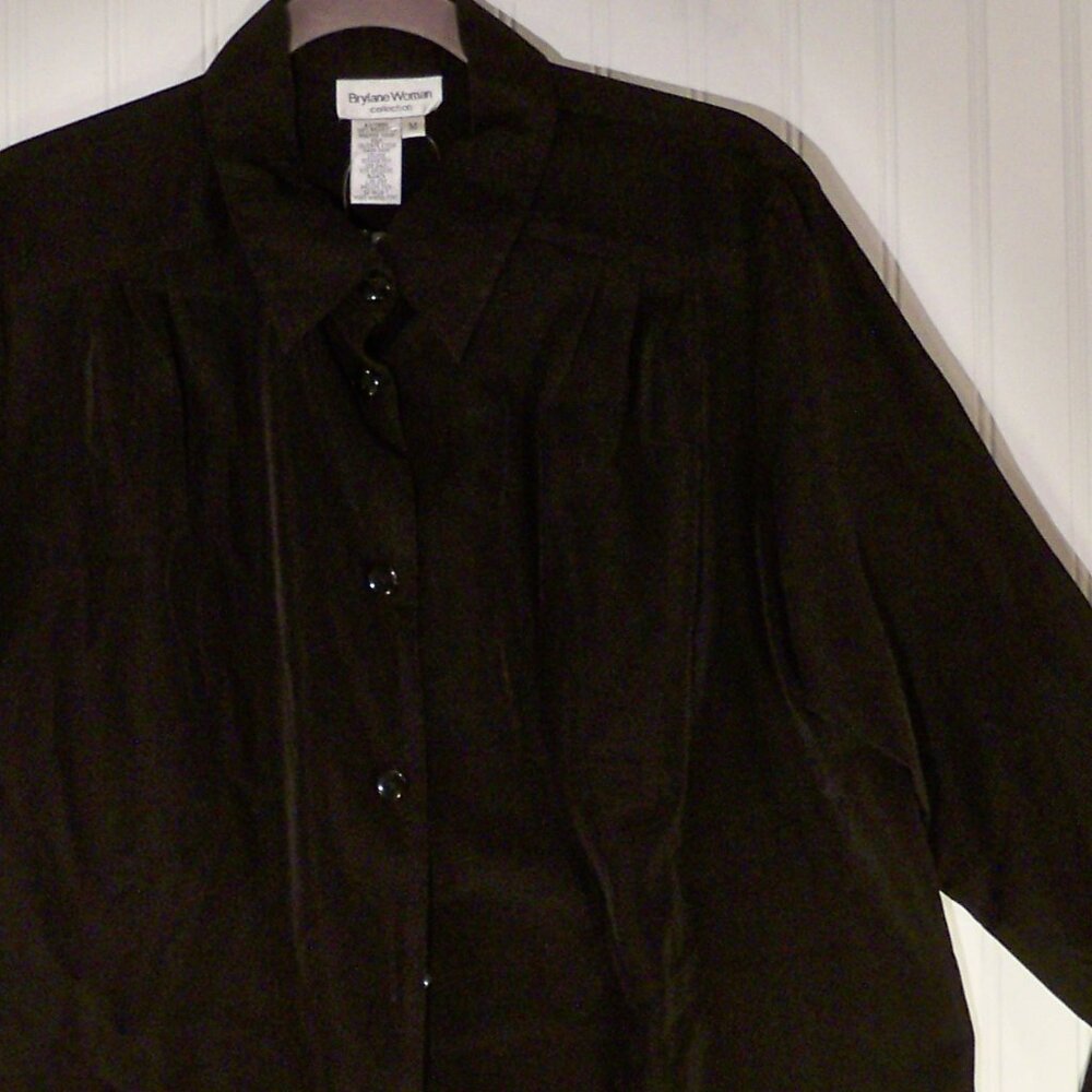 Brylane Woman Collection, Black Button Up Shirt, M
